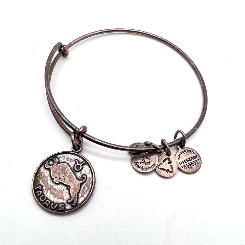 Alex and Ani Taurus Bangle Charm Bracelet Zodiac‎ Horoscope  silver tone